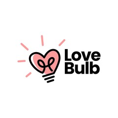 Wall Mural - love bulb lamp idea smart heart logo vector icon illustration