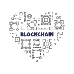 Poster - Block Chain line concept minimal heart shape vector banner