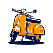 Classic Retro Yellow Scooter Vector Isolated
