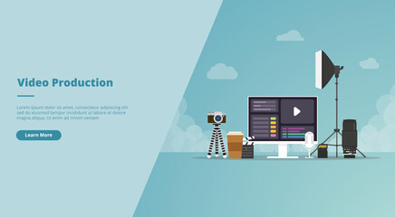video production concept for website landing homepage template banner or slide presentation cover