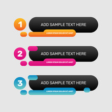 Three Colors Lower Third Banners In Dark Theme. - Vector,