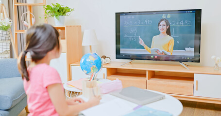 Wall Mural - female child learn math online