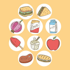 Sticker - ten fast food icons