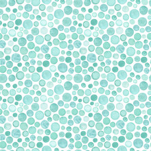 Watercolor Turquoise Seamless Pattern. Hand Drawn Textured Polka Dot Background