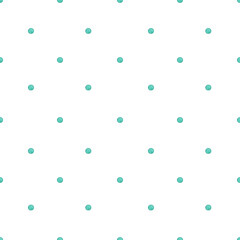 Wall Mural - Watercolor turquoise seamless pattern. Hand drawn polka dot background