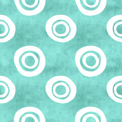 Wall Mural - Watercolor turquoise seamless pattern. Hand drawn background