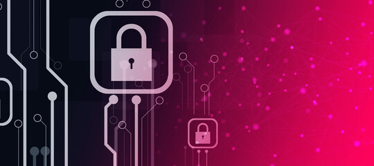 2d illustration Safety concept: Closed Padlock on digital background
