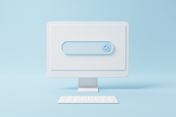 Computer ps with online search concept. minimal design. 3d rendering