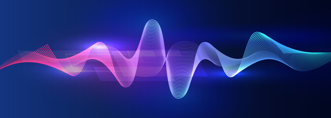 Aufkleber - Abstract colorful flowing wavy lines. Vector illustration music recording, audio equalizer. Modern technology background