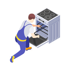 Poster - Worker Fixing Cooker Icon