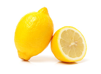 Wall Mural - Ripe lemons on white background