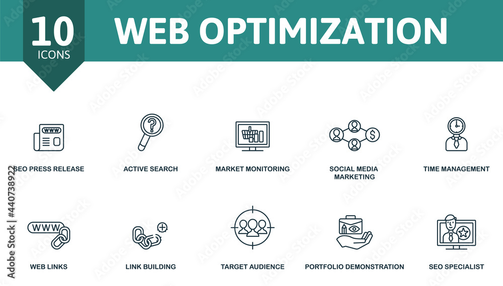 Meta Optimisation Icon Web Optimization icon set. Contains editable icons seo theme such as ...