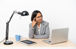 © luismolinero - Young business mixed race woman working at office having doubts and thinking