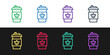 © vector_v - Set line Coffee cup to go icon isolated on black and white background. Vector