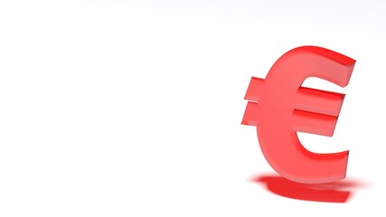 Poster - White background with red euro sign at right side - 3D rendering illustration