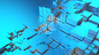 © Julia - Abstract metallic blue background with cubes.