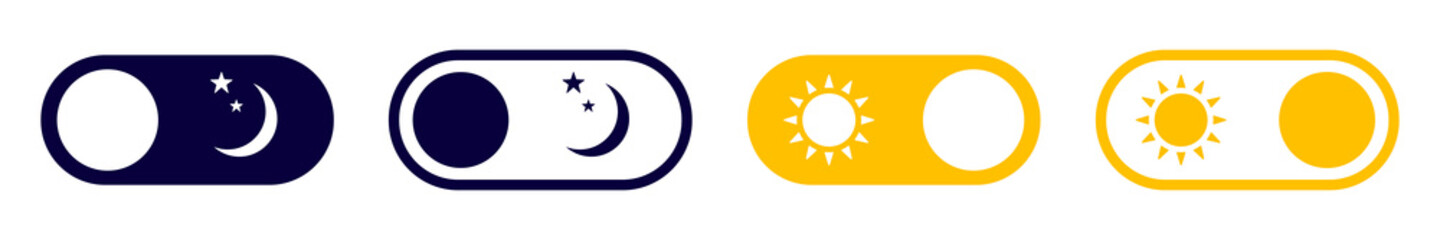 Fototapete - Set of night mode and day mode buttons. Night, day switch. Night and day mode icons. Vector illustration.
