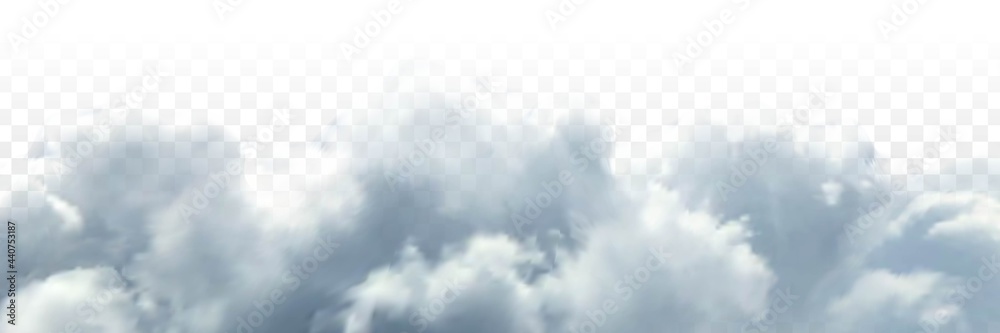 Vector realistic isolated cloud sky for template decoration and covering on the transparent background. Concept of storm and cloudscape. - obrazy, fototapety, plakaty 