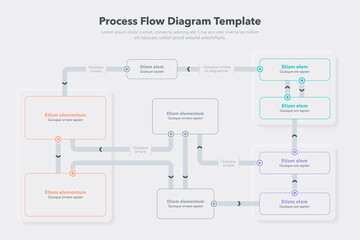 Fototapete - Modern infographic for process flow diagram. Flat design, easy to use for your website or presentation.