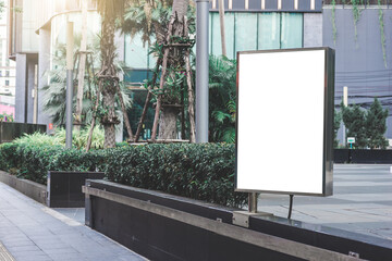 Wall Mural - big blank billboard white led screen vertical outstanding in the city side the road traffic for disp