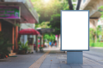 Wall Mural - big blank billboard white led screen vertical outstanding in the city side the road traffic for disp