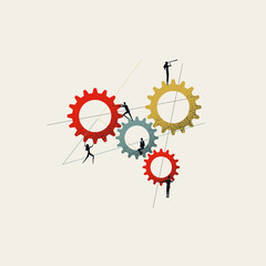 business team and teamwork vector concept. symbol of cooperation, process, solution. minimal illustr