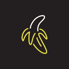 Wall Mural - Banana fruit neon like vector illustration icon