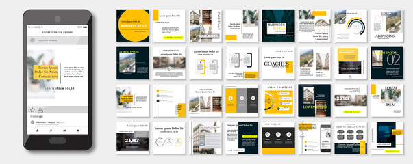 Social media pack Posts for internet content, site for Bloggers, Fashion, ad, Lifestyle brands, Creative businesses blog. Set of square Presentation templates. Unique trendy website slider frames.