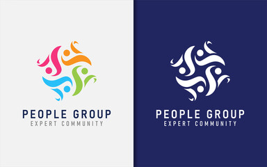 Poster - Creative Colorful People Group Community Logo Design. Graphic Design Illustration.