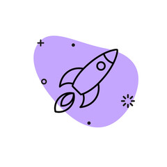 Canvas Print - rocket in space line icon. clipart image isolated on white background