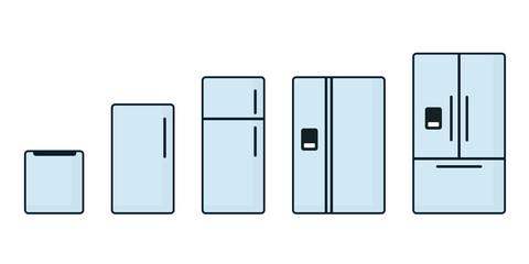 Wall Mural - refrigerator sizes chart filled outline icon. clipart image isolated on white background