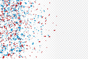 Wall Mural - 4th of july american independence day backdrop with confetti scattered paper in blue, red, and white