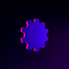 Poster - Gear neon icon in flat style. 3d rendering interface ui ux element. Dark glowing symbol.
