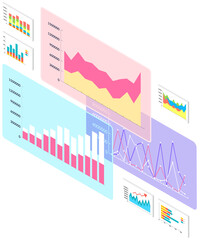 Poster - Visualize with business analytics. Work with statistical data analysis, changing indicators. Analyze statistical indicators, business data. Marketing research for presentation. Data financial report