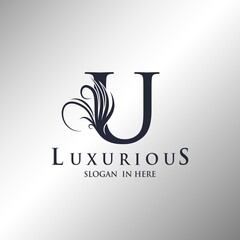 Canvas Print - Letter U Monogram Luxury Ornate Decorative Elegance Logo Template.