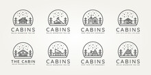Set Of Cabins Minimalist Minimalist Line Art Icon Logo Template Vector Design Illustration. Simple Modern Estate, Lodge, Hut Emblem Logo Concept