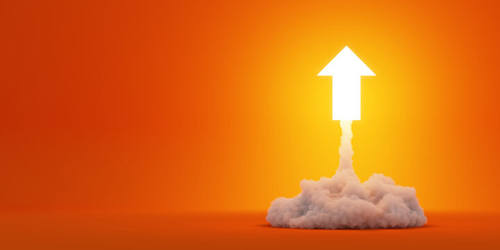 Arrow symbol explosion, original 3d rendering