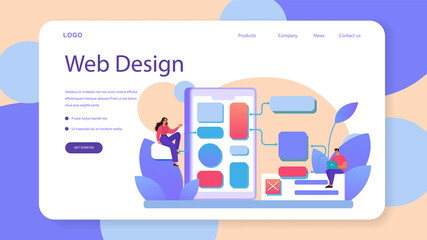 Poster - Website prototyping web banner or landing page. Web page modeling