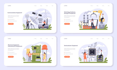 Poster - technology hardware and equipment industry web banner or landing page set