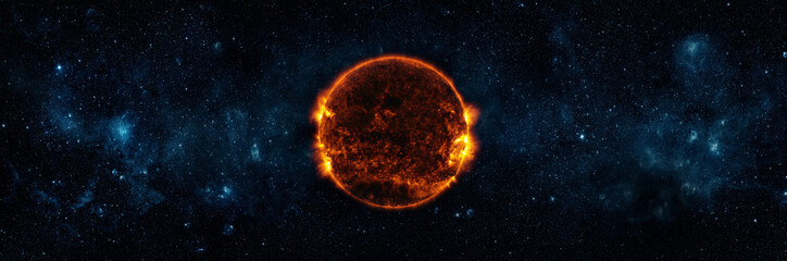 Wall Mural - panoramic view of the sun, star and galaxy. a wide view of the sun and stars from space. concept on 