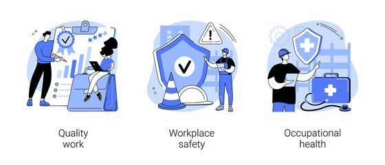 Sticker - Working environment abstract concept vector illustrations.