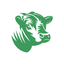 Head Angus Bull Logo, Silhouette Of Green And Strong Bull Vector Illustrations
