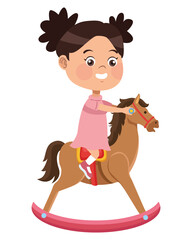 Poster - girl playing with horse