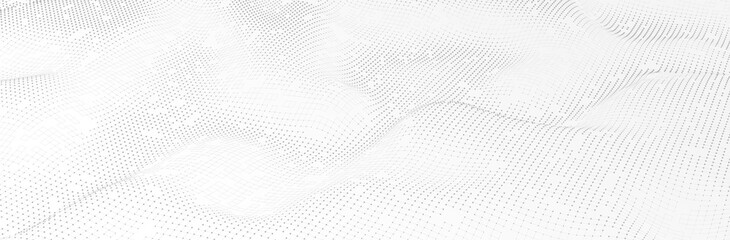 White Gray background. 3d dotted surface. Futuristic landscape. Technology presentation backdrop. Vector illustration