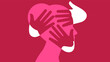 © Atlas Illustrations - Concept of domestic violence - silhouette of a woman's head and other hands gesture. Vector illustration on a white background.