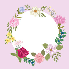 Wall Mural - circular frame with flowers