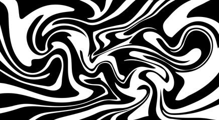 Monochrome marble vector texture. Abstract liquid wavy background. Optical illusion motion striped 3d effect.