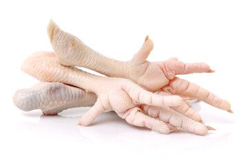 Wall Mural - Chicken feet on white background