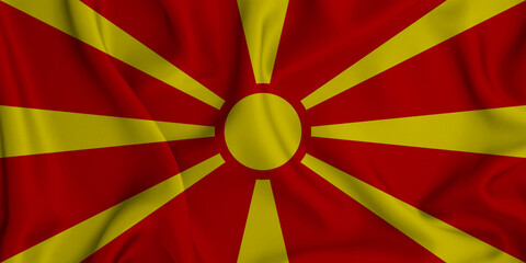 Sticker - Illustration of waving North Macedonia flag - great for background