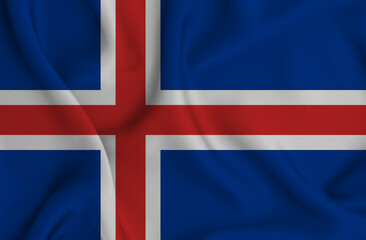 Sticker - Illustration of waving Iceland flag - great for background